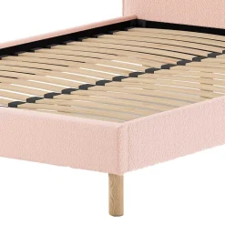 Wohnen Gepolstertes Bett mit Boucle Bezug in Rosa - Skylab