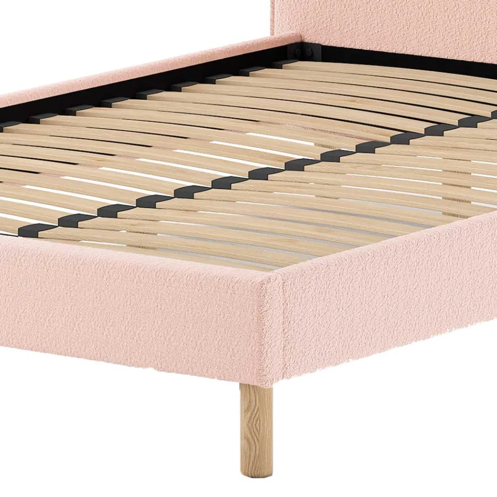 Wohnen Gepolstertes Bett mit Boucle Bezug in Rosa - Skylab