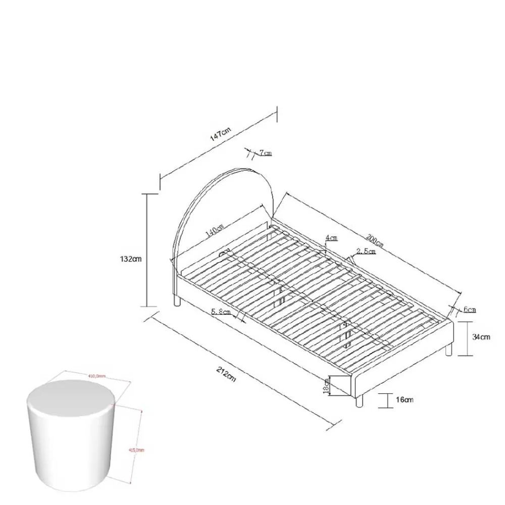 Wohnen Gepolstertes Bett mit Boucle Bezug in Rosa - Skylab