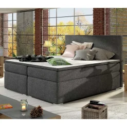 Wohnen Gepolstertes Bett mit Stoffbezug in Dunkelgrau - Rotrel