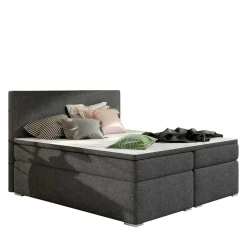 Wohnen Gepolstertes Bett mit Stoffbezug in Dunkelgrau - Rotrel