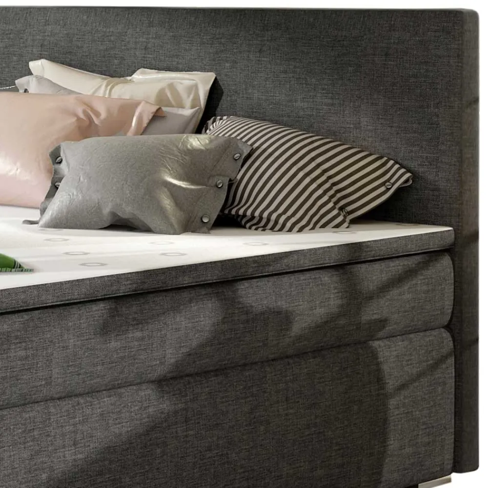 Wohnen Gepolstertes Bett mit Stoffbezug in Dunkelgrau - Rotrel