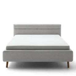 Wohnen Skandinavische Möbel|Jugendbetten*Gepolstertes Stauraumbett in Grau Stoff - Puni