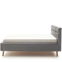 Wohnen Skandinavische Möbel|Jugendbetten*Gepolstertes Stauraumbett in Grau Stoff - Puni