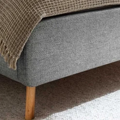 Wohnen Skandinavische Möbel|Jugendbetten*Gepolstertes Stauraumbett in Grau Stoff - Puni