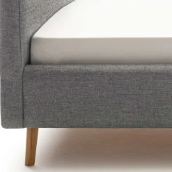 Wohnen Skandinavische Möbel|Jugendbetten*Gepolstertes Stauraumbett in Grau Stoff - Puni