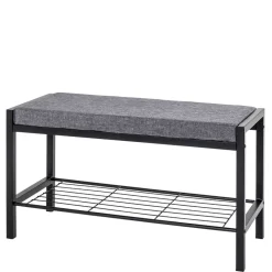 Wohnen Schuhschränke|Garderobenbänke*Geradlinige Metallbank gepolstert in Schwarz - Deliana