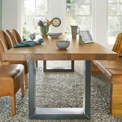 Wohnen Geradliniger Esstisch in Honig & Silber - Chapan