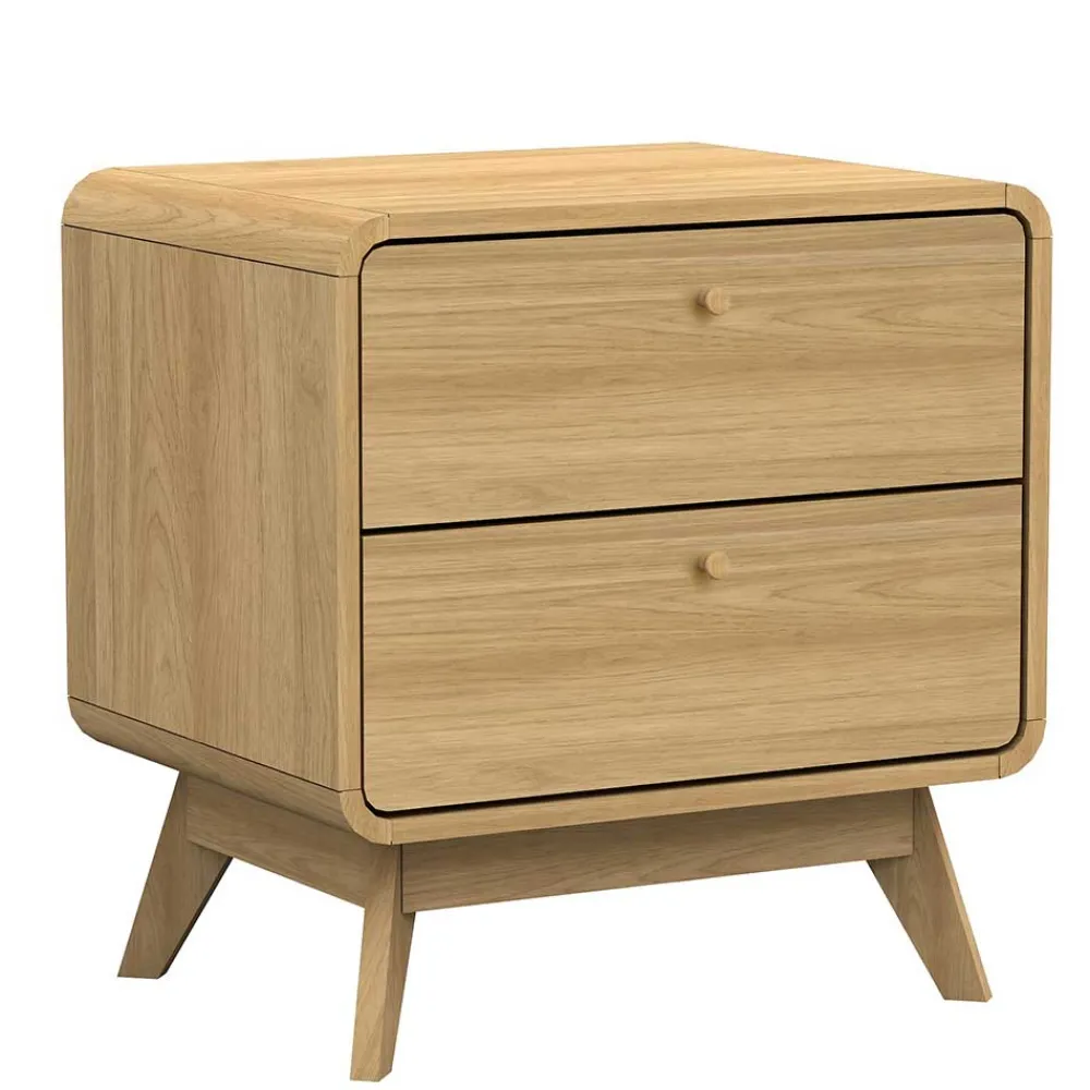 Wohnen Gerundete Nachtkommode in Eiche Optik - Irons