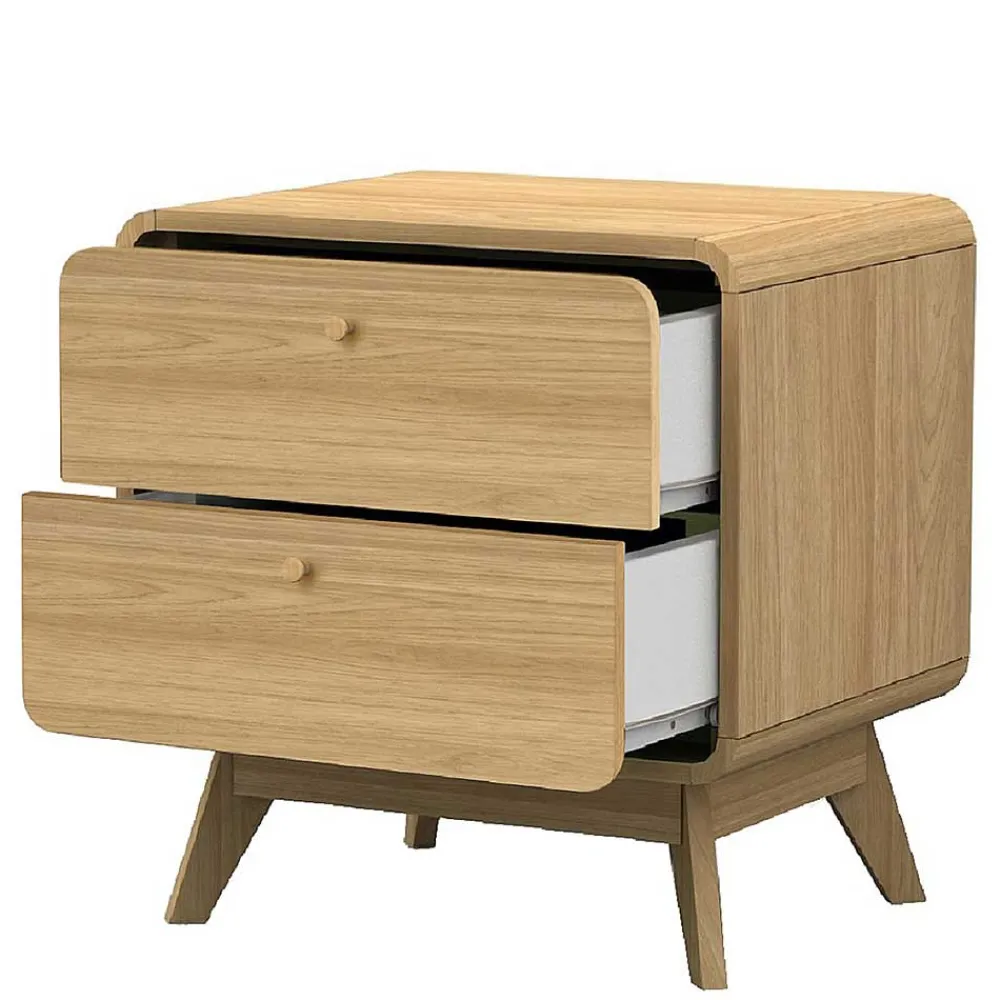 Wohnen Gerundete Nachtkommode in Eiche Optik - Irons