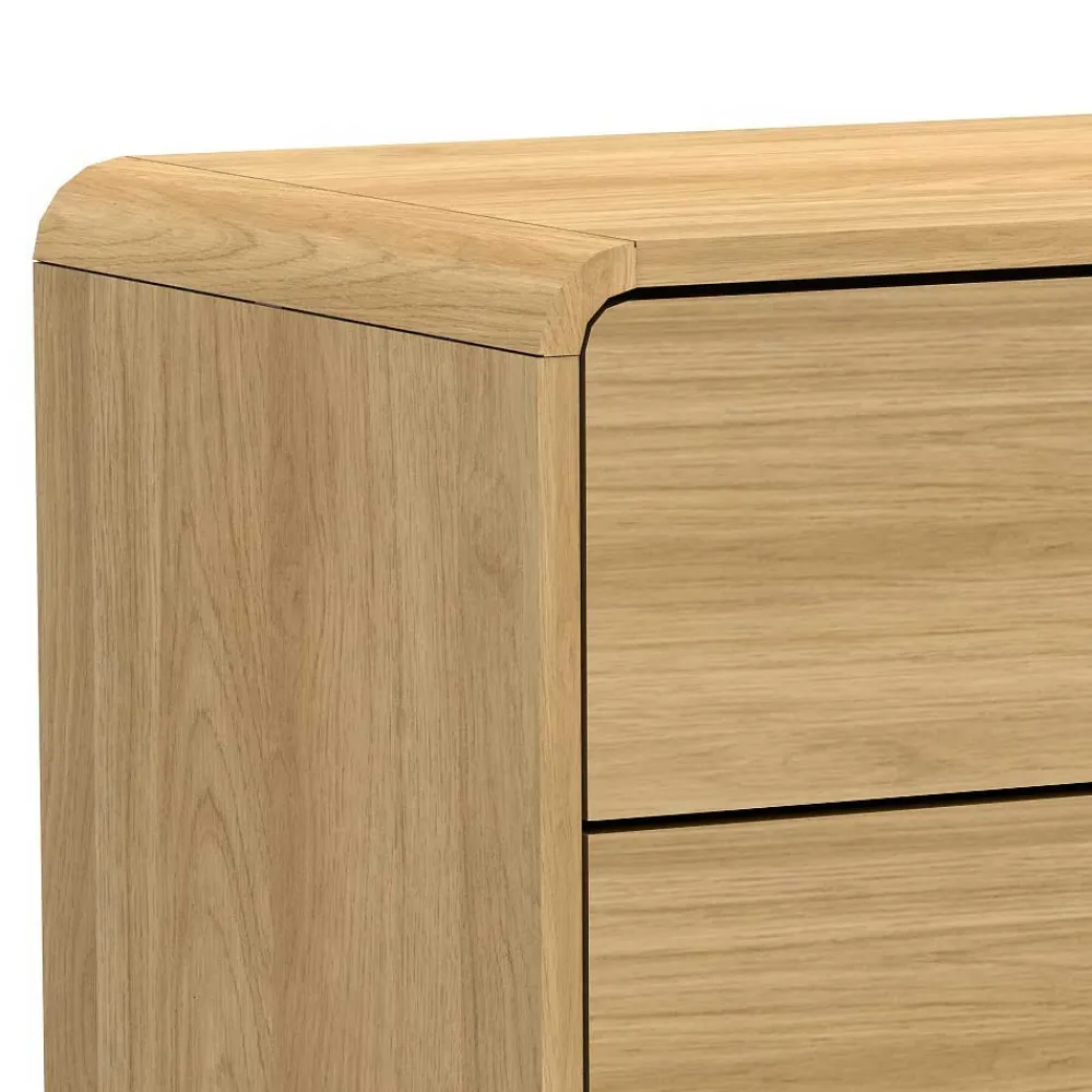 Wohnen Gerundete Nachtkommode in Eiche Optik - Irons