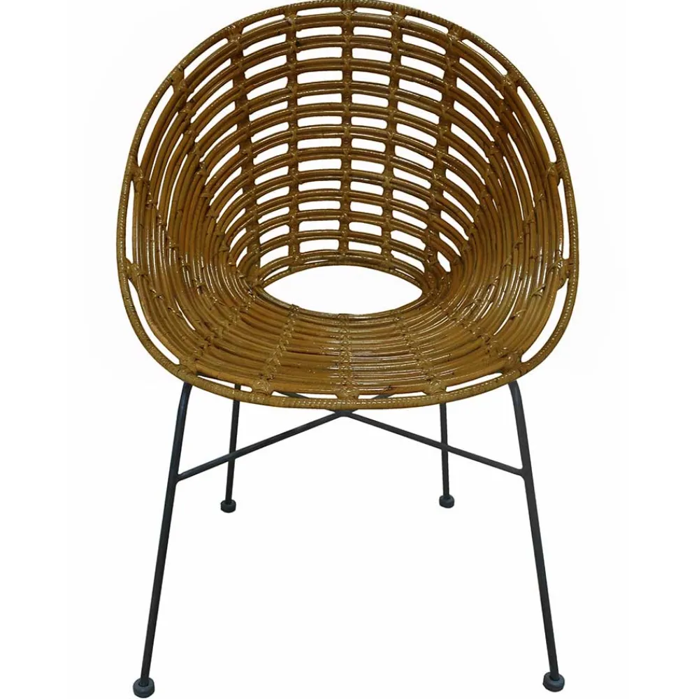 Wohnen Wohnzimmerstühle|Rattanmöbel*Gerundeter Designstuhl aus Rattan Geflecht Natur - Makan