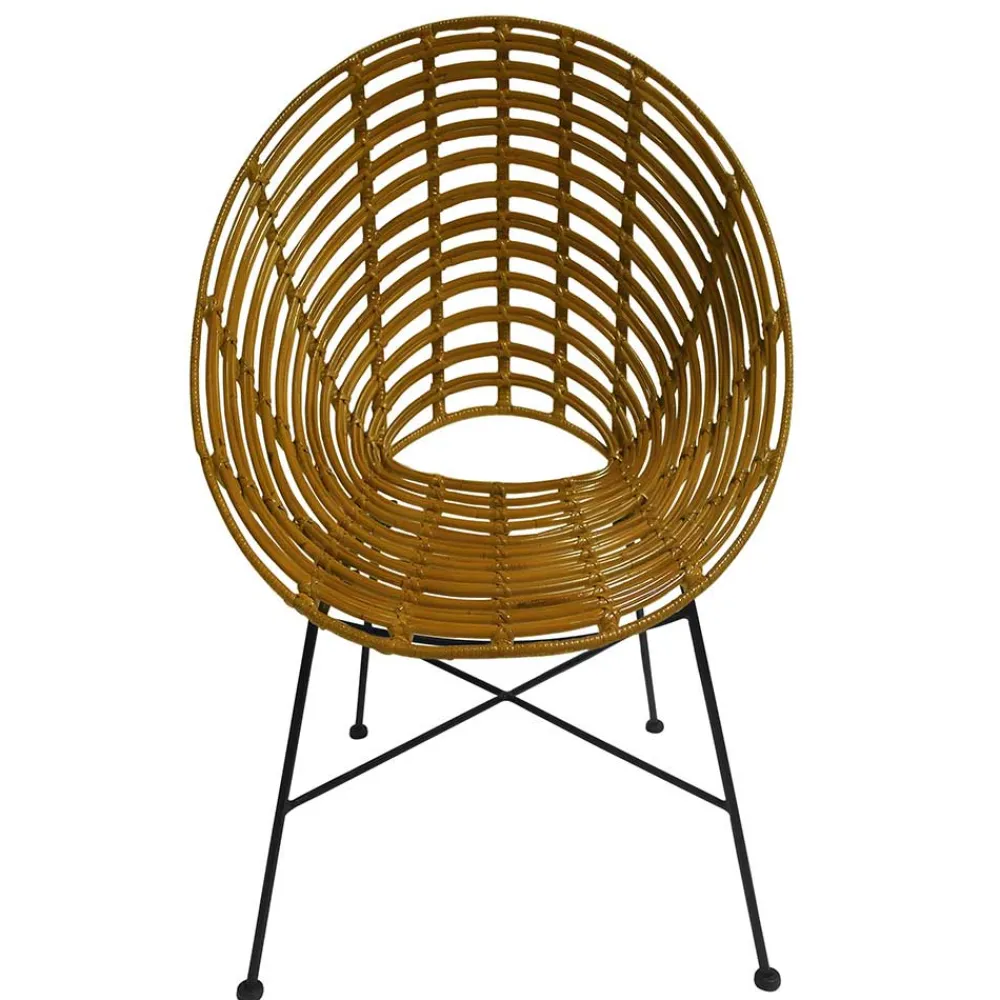 Wohnen Wohnzimmerstühle|Rattanmöbel*Gerundeter Designstuhl aus Rattan Geflecht Natur - Makan