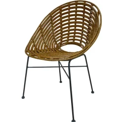 Wohnen Wohnzimmerstühle|Rattanmöbel*Gerundeter Designstuhl aus Rattan Geflecht Natur - Makan