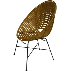 Wohnen Wohnzimmerstühle|Rattanmöbel*Gerundeter Designstuhl aus Rattan Geflecht Natur - Makan