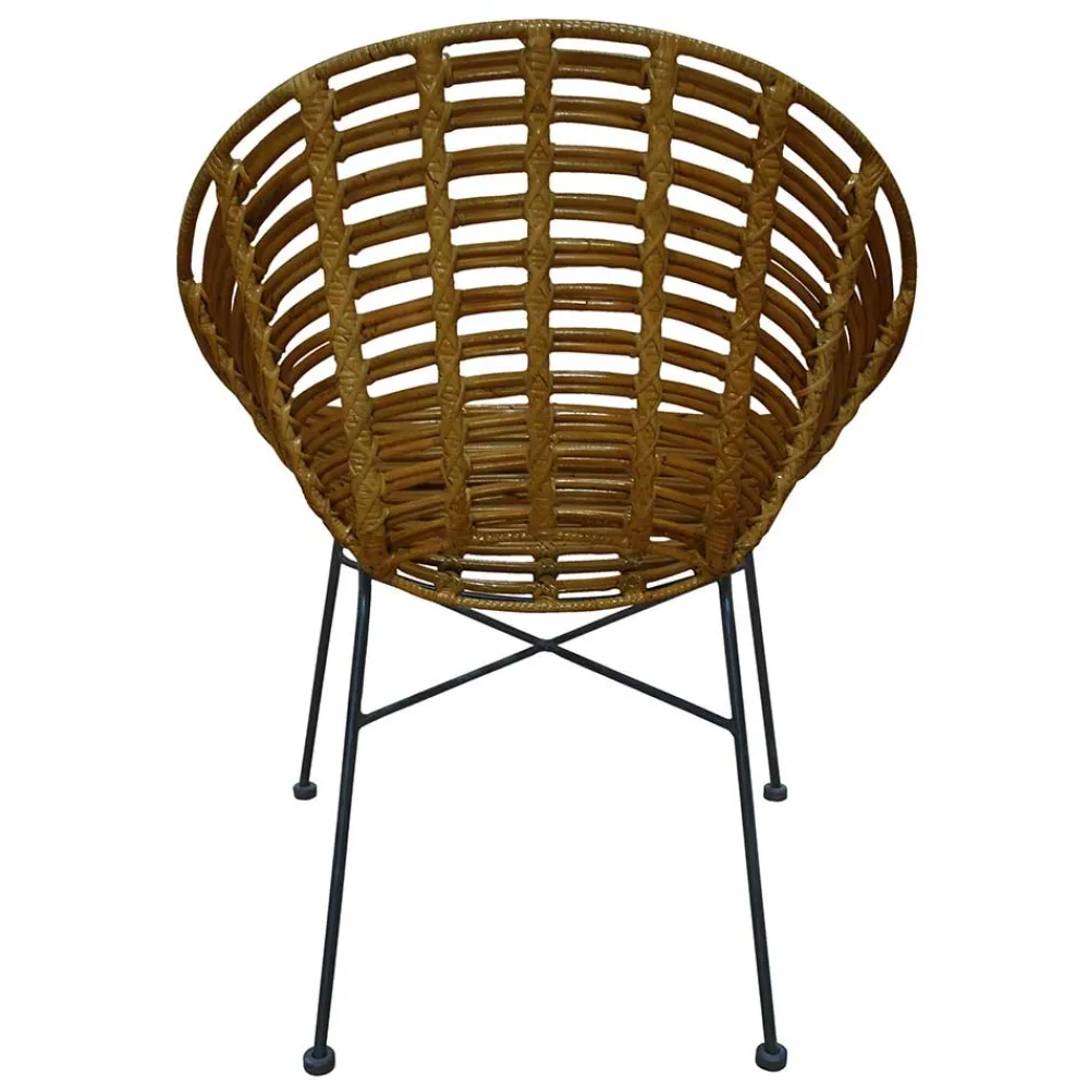 Wohnen Wohnzimmerstühle|Rattanmöbel*Gerundeter Designstuhl aus Rattan Geflecht Natur - Makan