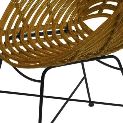 Wohnen Wohnzimmerstühle|Rattanmöbel*Gerundeter Designstuhl aus Rattan Geflecht Natur - Makan