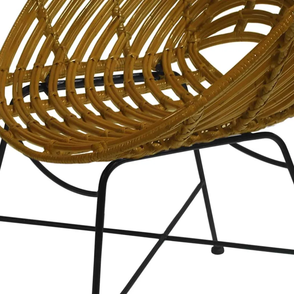 Wohnen Wohnzimmerstühle|Rattanmöbel*Gerundeter Designstuhl aus Rattan Geflecht Natur - Makan