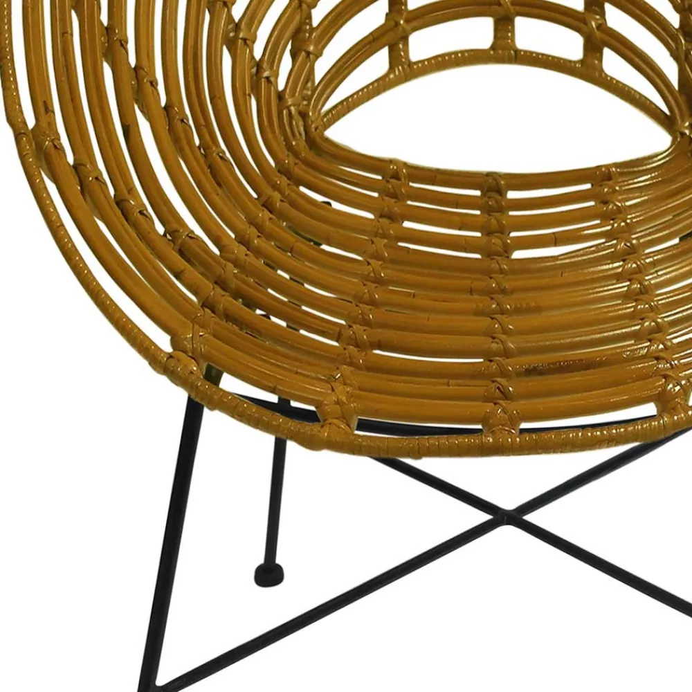 Wohnen Wohnzimmerstühle|Rattanmöbel*Gerundeter Designstuhl aus Rattan Geflecht Natur - Makan