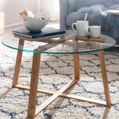 Wohnen Skandinavische Möbel|Couchtisch*Glas Couchtisch in Rund 78x41x78 - Lavissa