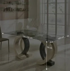 Wohnen Küchentische*Glas Esstisch Tiber mit Stein