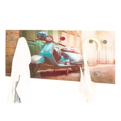 Wohnen Retro Möbel|Garderoben*Glas Garderobe mit Motorroller Fotodruck - Fleppos