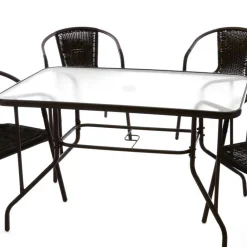 Wohnen Glas Gartentisch & Tischsessel Set - Sylverta (fünfteilig)