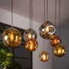 Wohnen Lampen & Leuchten*Glas Hängeleuchte in Gold & Altsilber & Kupfer - Donabella