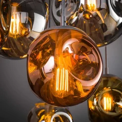 Wohnen Lampen & Leuchten*Glas Hängeleuchte in Gold & Altsilber & Kupfer - Donabella