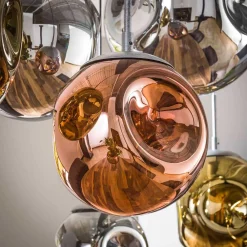 Wohnen Lampen & Leuchten*Glas Hängeleuchte in Gold & Altsilber & Kupfer - Donabella