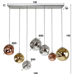 Wohnen Lampen & Leuchten*Glas Hängeleuchte in Gold & Altsilber & Kupfer - Donabella