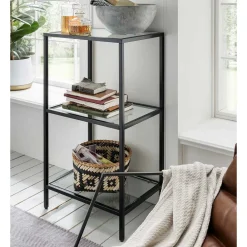 Wohnen Esszimmerregale|Regale*Glas Regal mit Metallrahmen - Elegatos