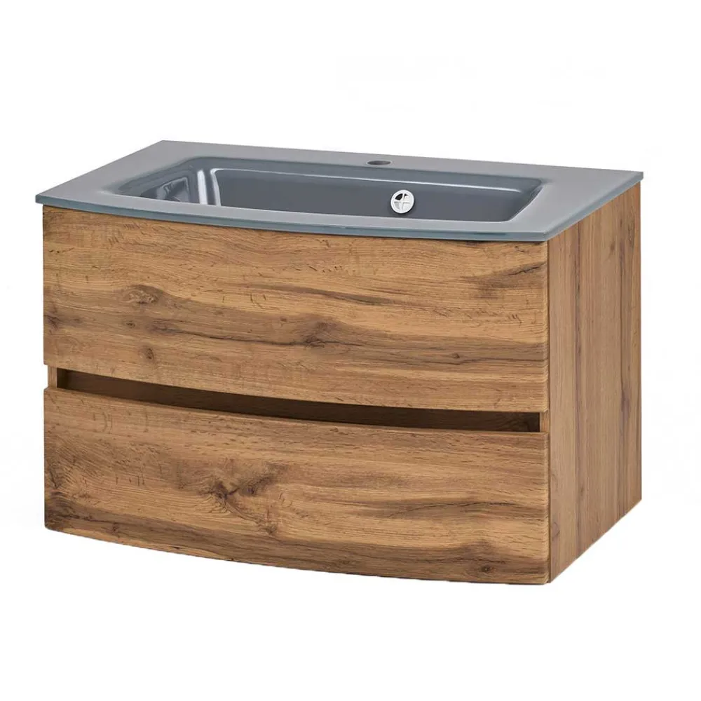 Wohnen Glas Waschbecken Waschtisch 80 cm breit - Neuzera