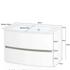 Wohnen Glas Waschbecken Waschtisch 80 cm breit - Neuzera