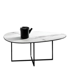 Wohnen Glas Wohnzimmertisch in Marmor Optik - eiförmig - Lampione