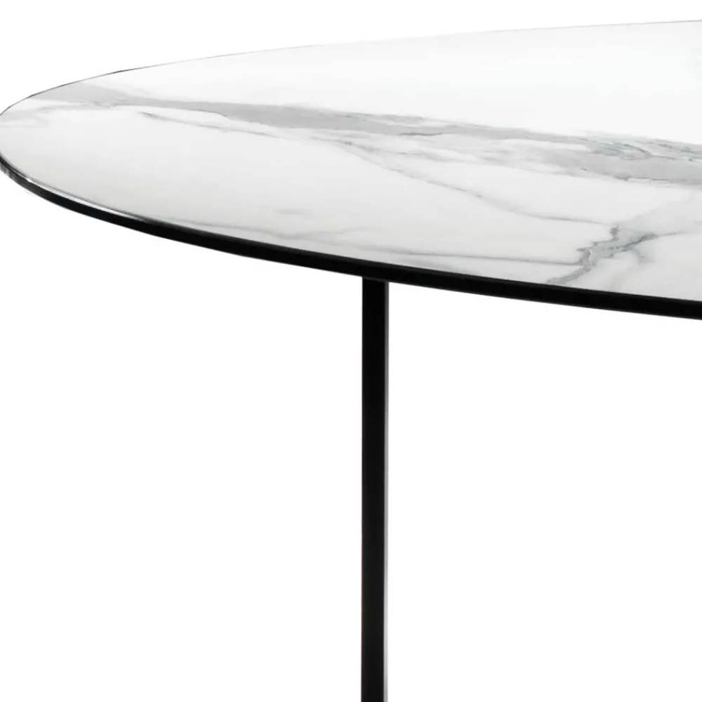 Wohnen Glas Wohnzimmertisch in Marmor Optik - eiförmig - Lampione