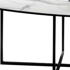 Wohnen Glas Wohnzimmertisch in Marmor Optik - eiförmig - Lampione