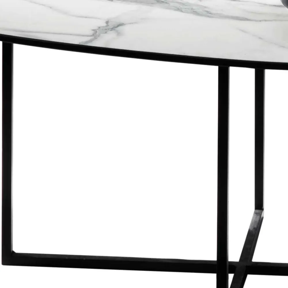 Wohnen Glas Wohnzimmertisch in Marmor Optik - eiförmig - Lampione