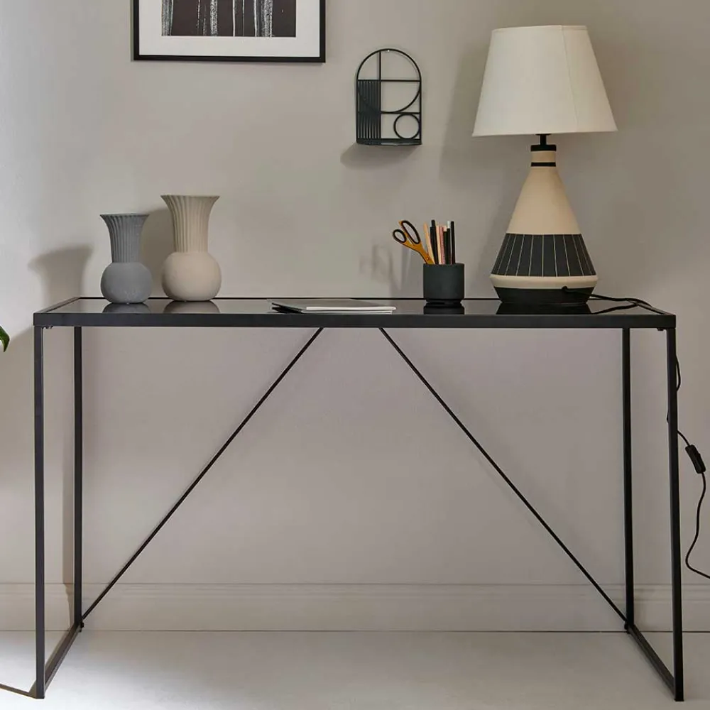 Wohnen Glasmöbel|Tische*Glasschreibtisch aus Schwarzglas - Pathos