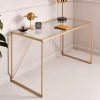 Wohnen Glas-Schreibtisch mit Bügelgestell in Gold - Limgo