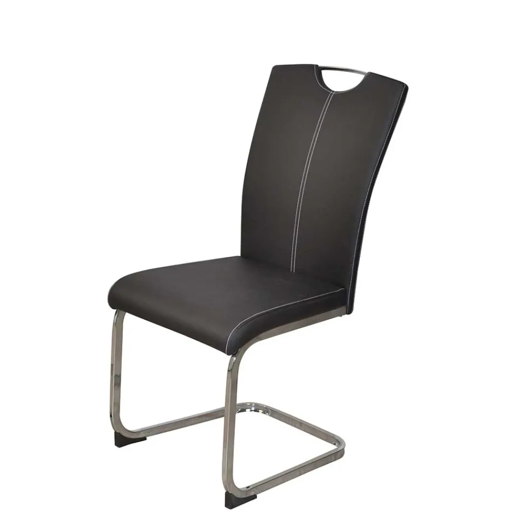 Wohnen Küchen-Essgruppen|Esszimmer Komplett*Glastisch & Freischwinger Stühle - Zaparony (fünfteilig)