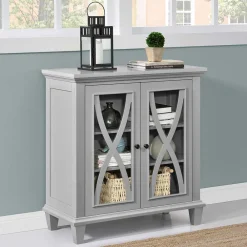 Wohnen Vitrinen|Wohnzimmer-Vitrinen*Glastüren-Kommode im Vintage Look - Dikono