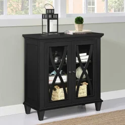 Wohnen Vitrinen|Wohnzimmer-Vitrinen*Glasvitrine Kommode in Schwarz - Loregrema