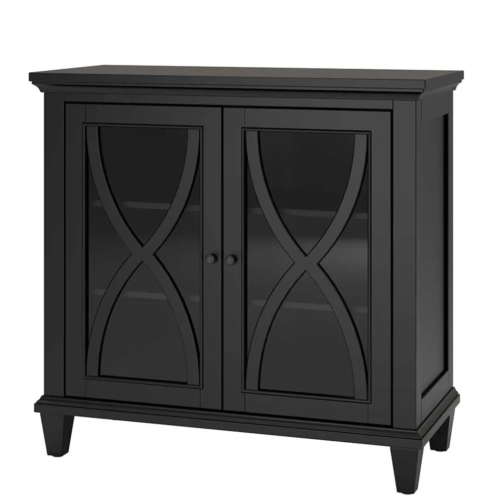 Wohnen Vitrinen|Wohnzimmer-Vitrinen*Glasvitrine Kommode in Schwarz - Loregrema