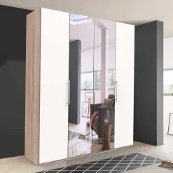 Wohnen Jugendzimmerschränke*Gleittüren-Kleiderschrank in Weiß mit Spiegel - Vaclyn