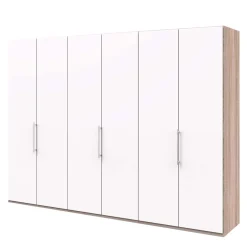 Wohnen Weiße Möbel|Kleiderschränke*Gleittürenschrank in Weiß & Eiche sägerau - Vaclyn