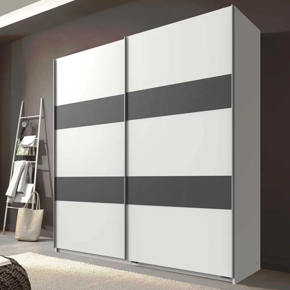 Wohnen Gleittürenschrank in Weiß mit Dunkelgrau - Shakuntala