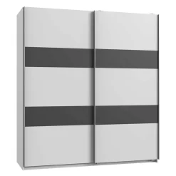 Wohnen Gleittürenschrank in Weiß mit Dunkelgrau - Shakuntala