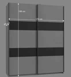 Wohnen Gleittürenschrank in Weiß mit Dunkelgrau - Shakuntala