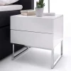Wohnen Günstige Design Nachtkommode in Weiß Merin mit Chrom